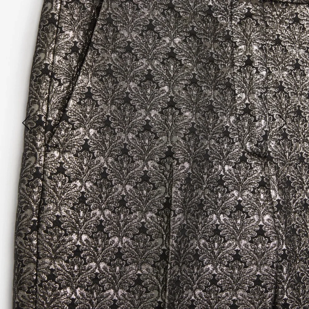 The Kooples Metallic Brocade Cropped Pants in Silver and Black - Picture 8 of 9